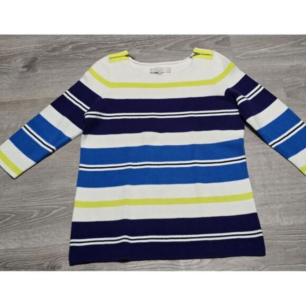 Ann Taylor Loft Petites Women's Striped Knit Sweater Size MP Workwear Mom Classy
